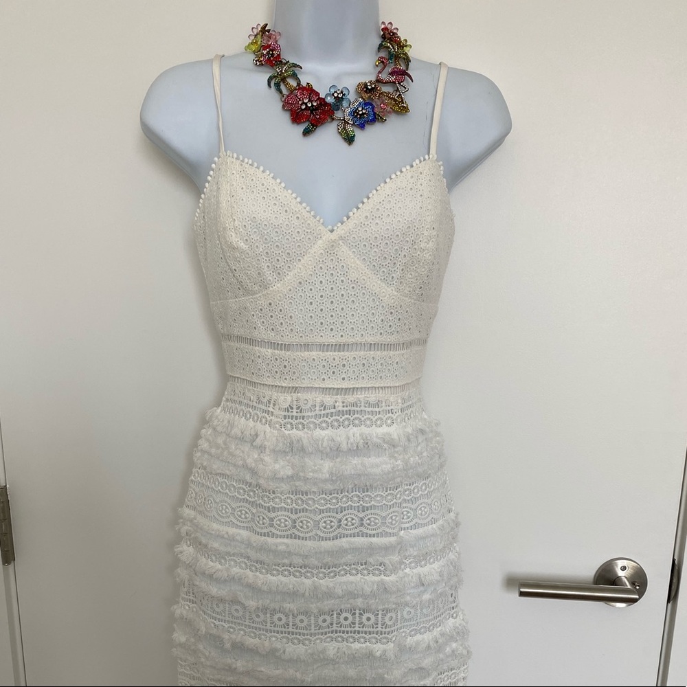 White lace Trina Turk strappy dress.